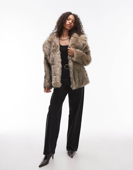 Faux Fur Midi Coat
