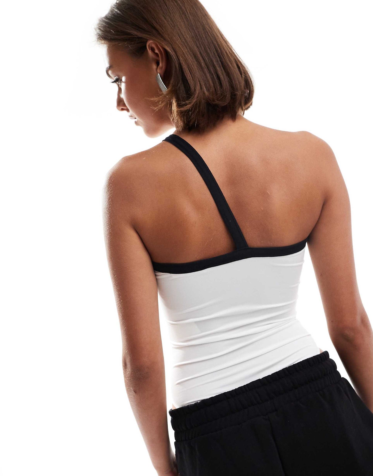 Polyamide One Shoulder Contrast Bodysuit