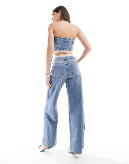 Wide Leg Jean With Lace Trim Co-Ord