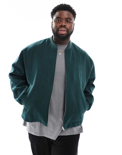 Wool Look Bomber Jacket With Drawcord