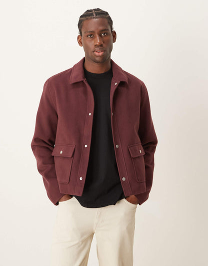 Wool Look Cropped Harrington Jacket