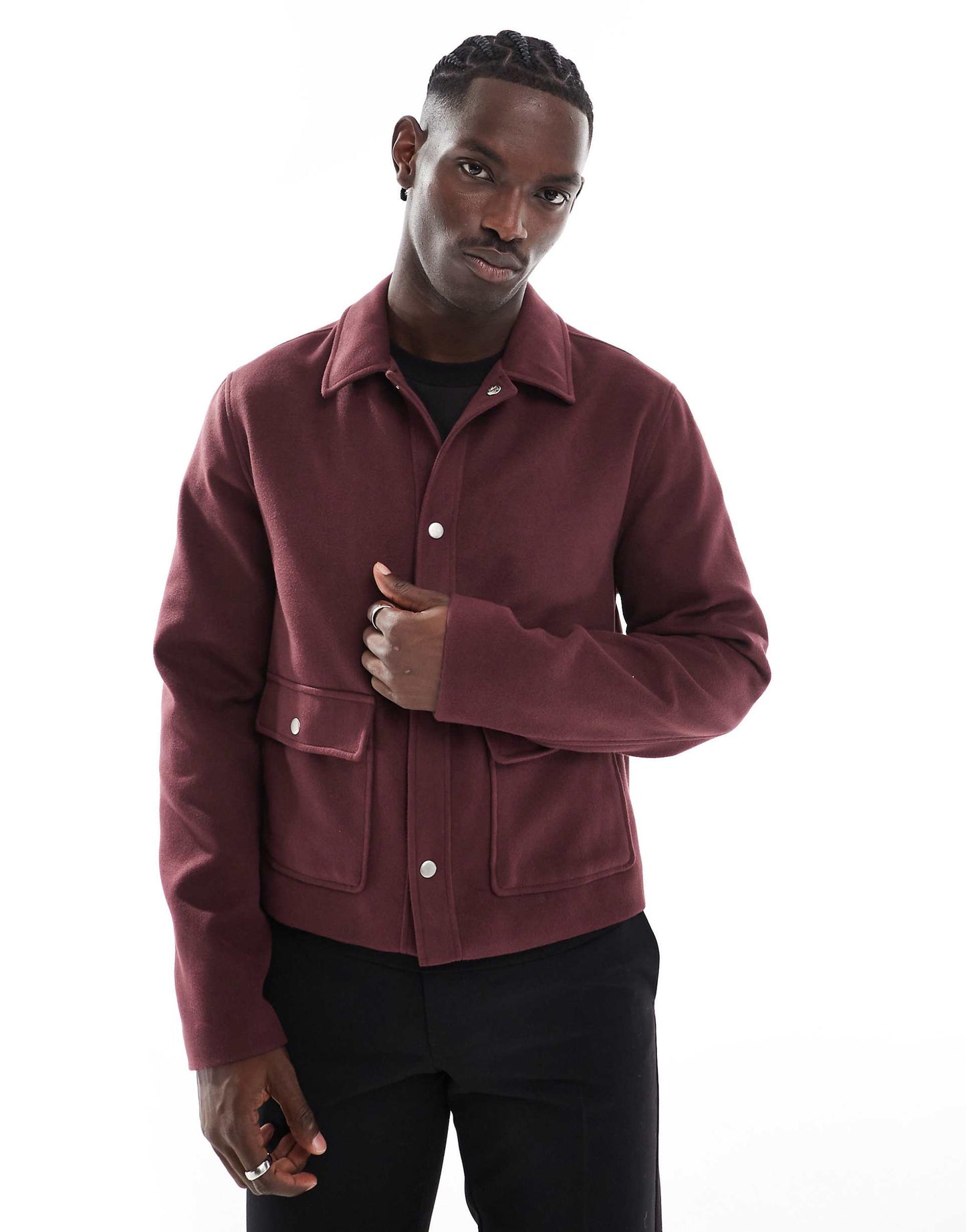Wool Look Cropped Harrington Jacket