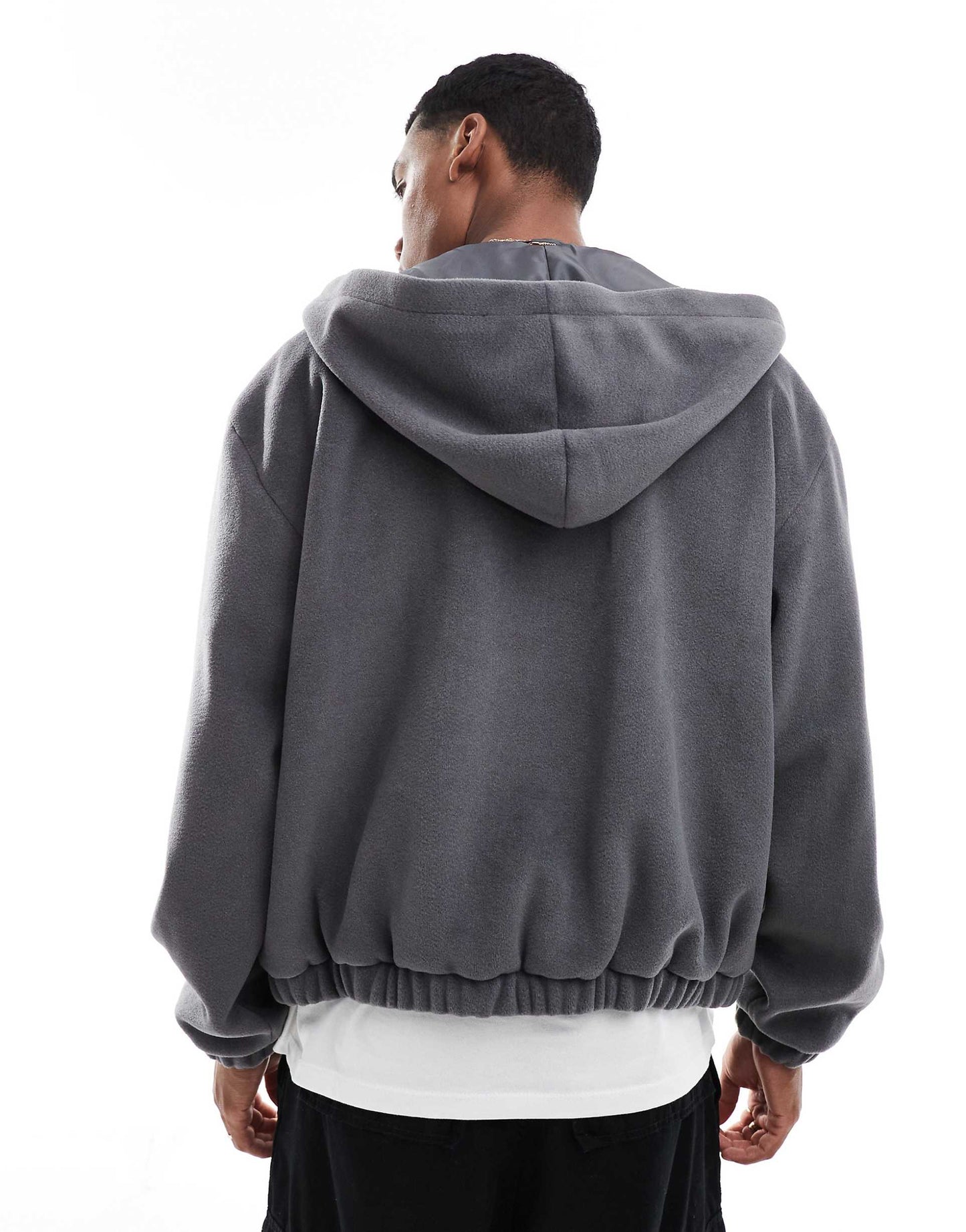 Wool Look Bomber Jacket With Hood