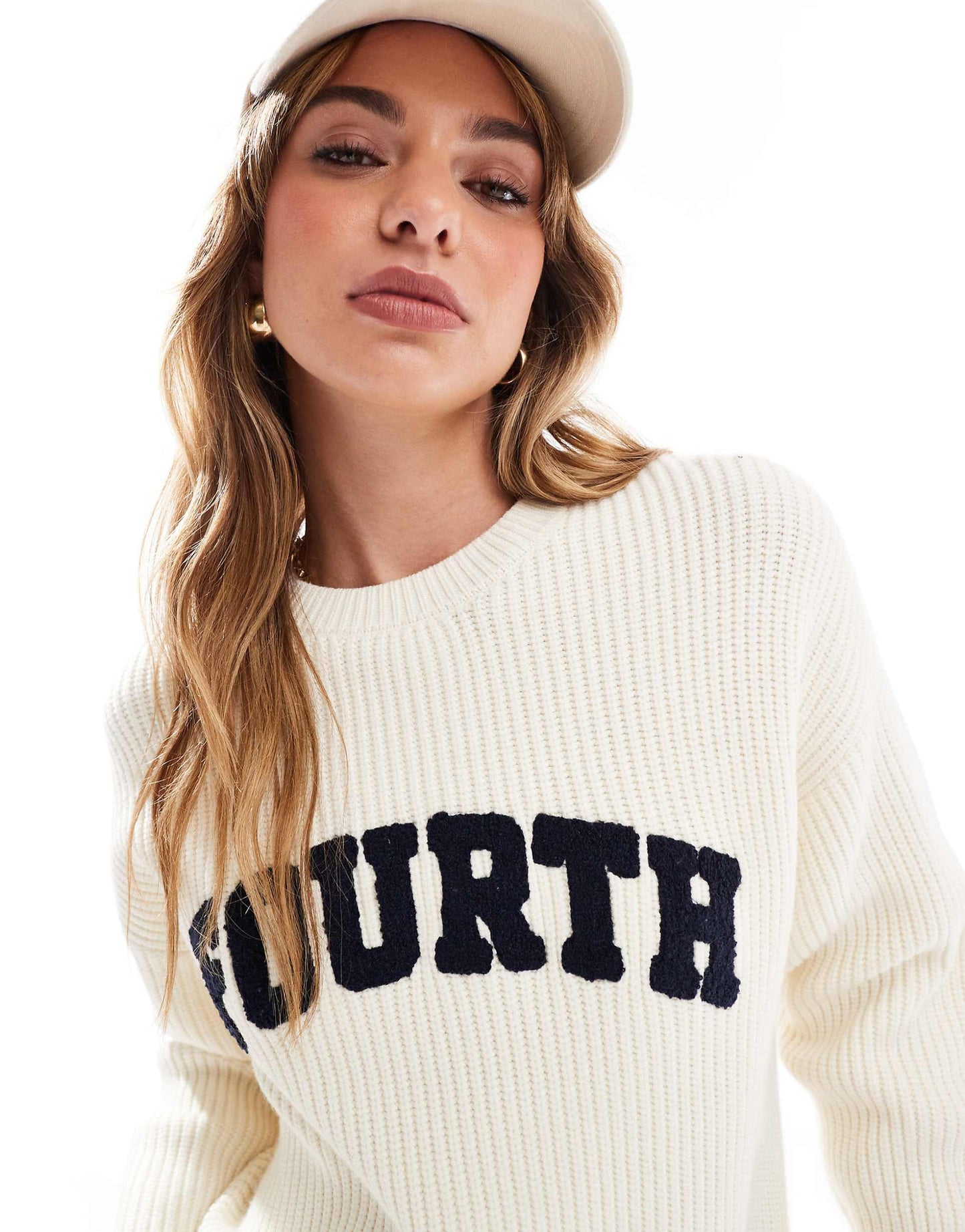 Knitted Rib Logo Crew Neck Jumper