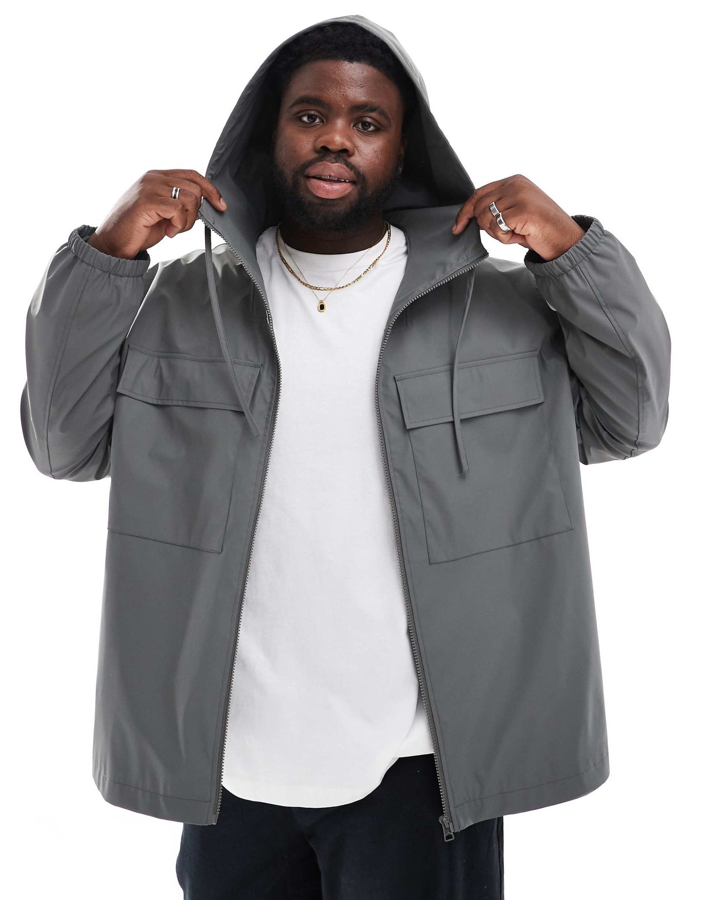 Rubberised Rain Jacket With Chest Pockets