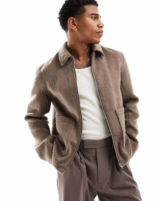 Textured Harrington Jacket