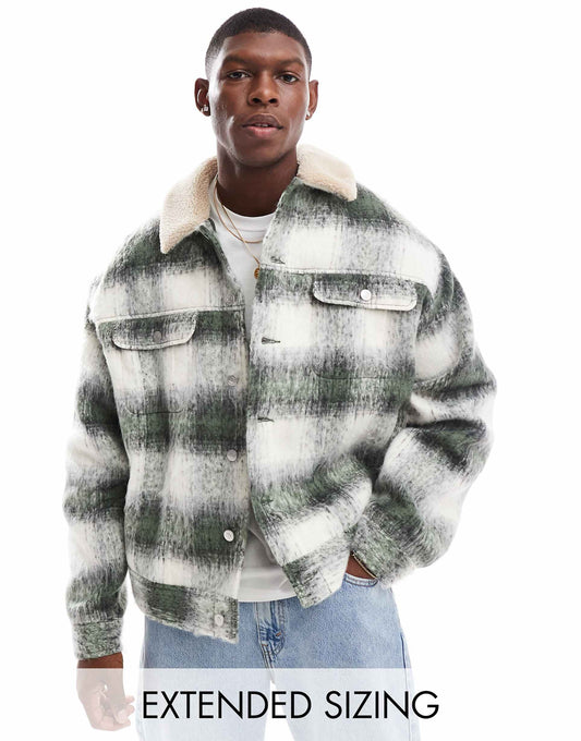 Oversized Wool Look Harrington Jacket