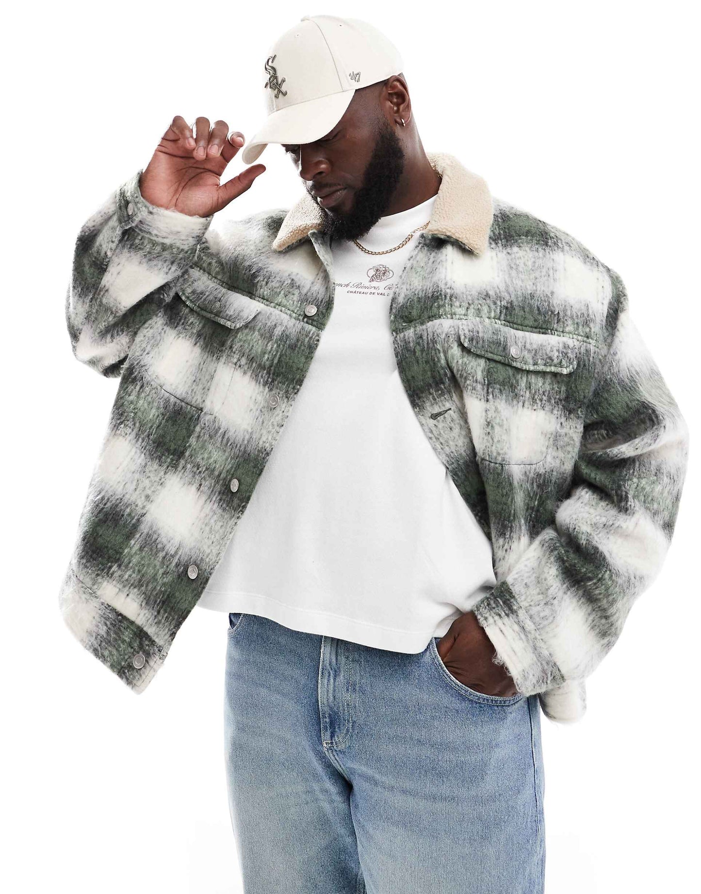 Oversized Wool Look Harrington Jacket