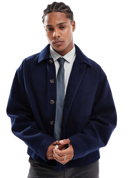 Wool Look Harrington Jacket