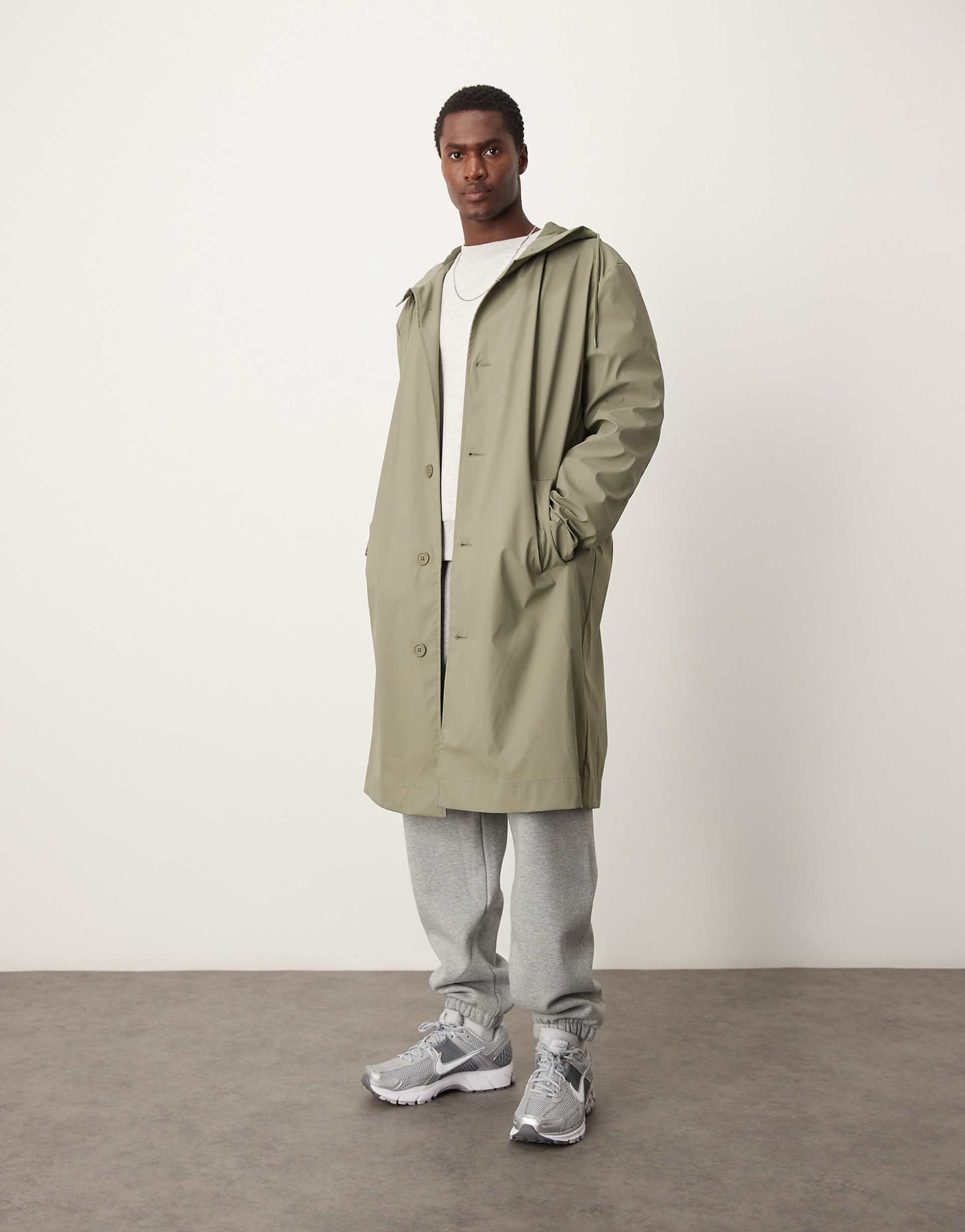 Rubberised Trench Coat With Hood