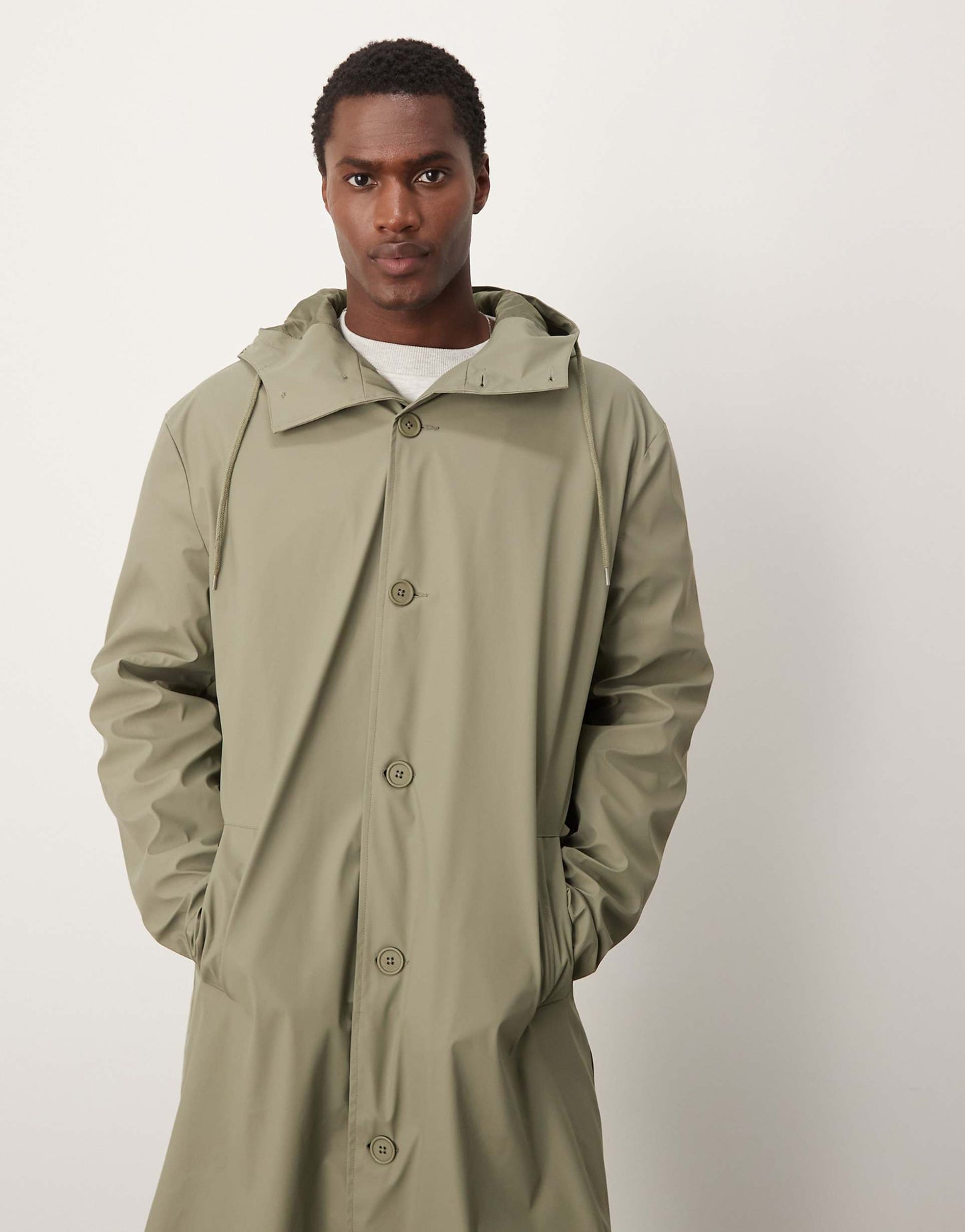 Rubberised Trench Coat With Hood