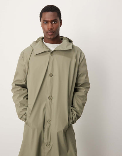 Rubberised Trench Coat With Hood