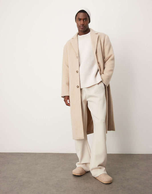 Brushed Wool Look Overcoat
