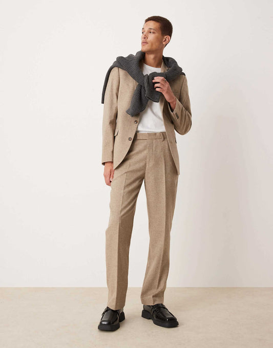 Straight Suit Trousers With Wool