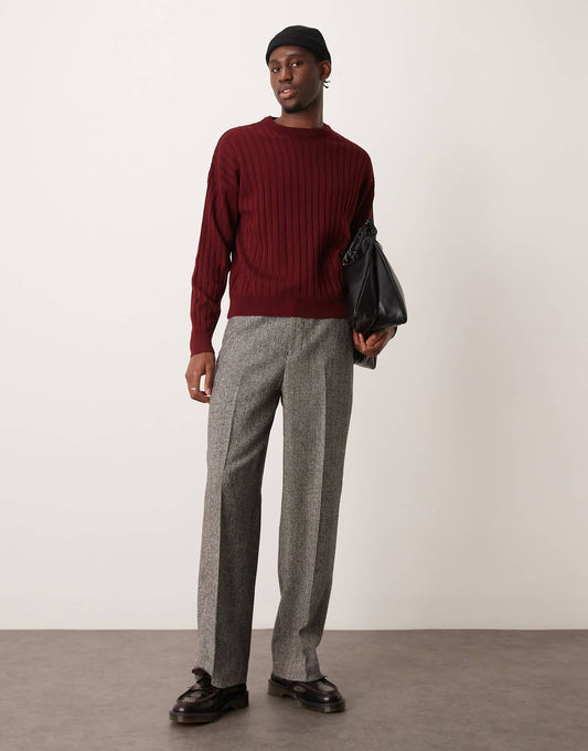 Smart Wide Leg Wool Mix Trousers