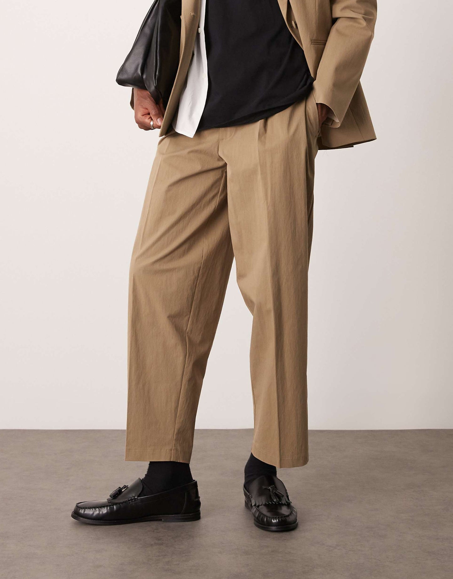 Oversized Tapered Front Pleat Suit Trousers