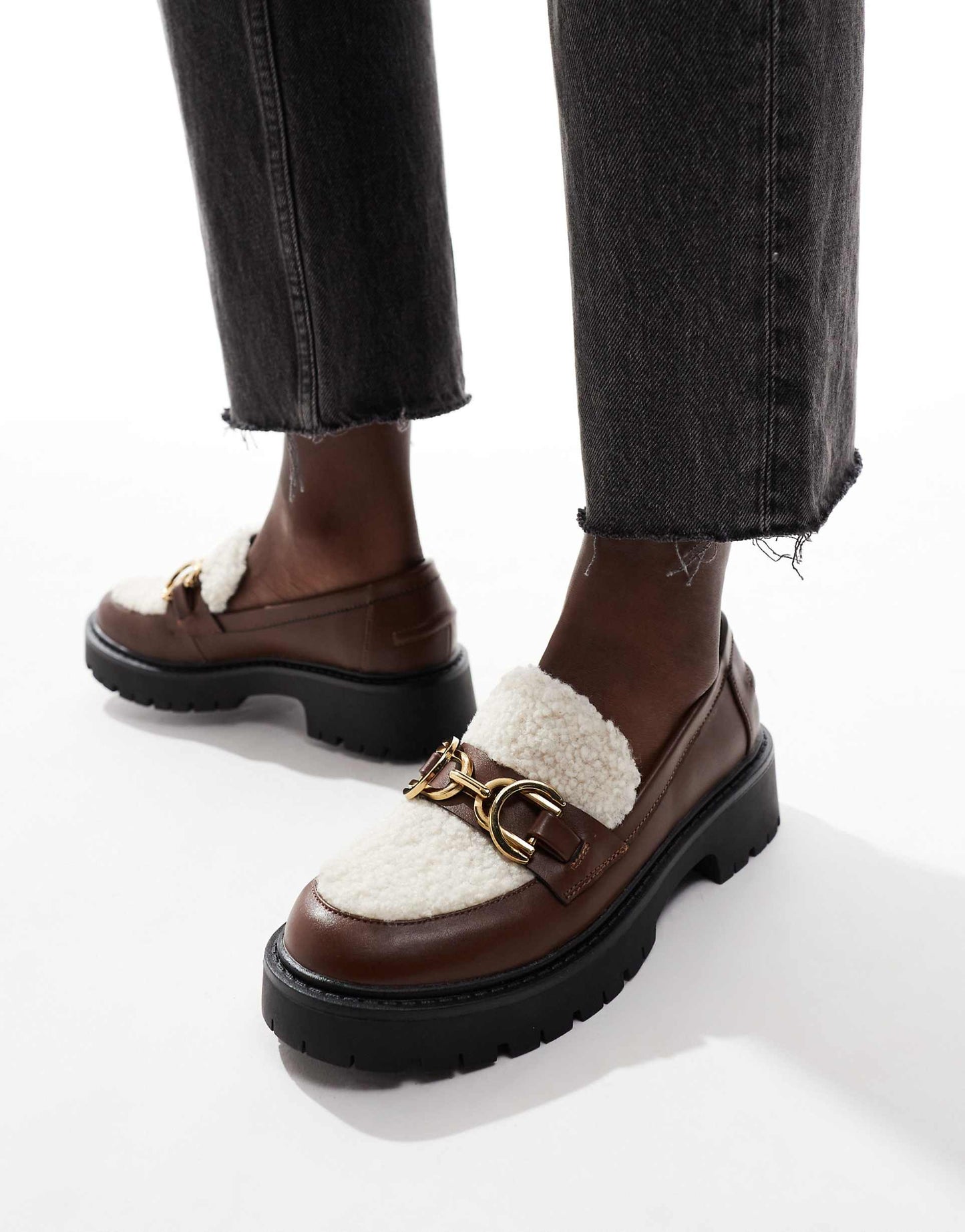 Roxy Chunky Loafers With Teddy Fur