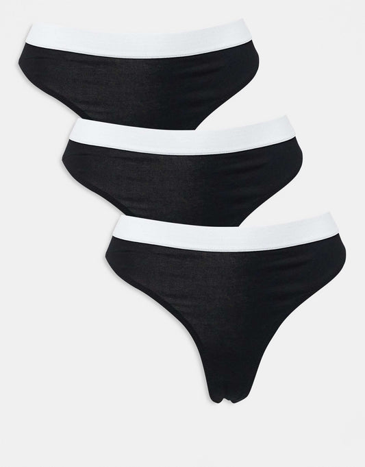 Lillie 3 Pack Cotton Thong With Waistband