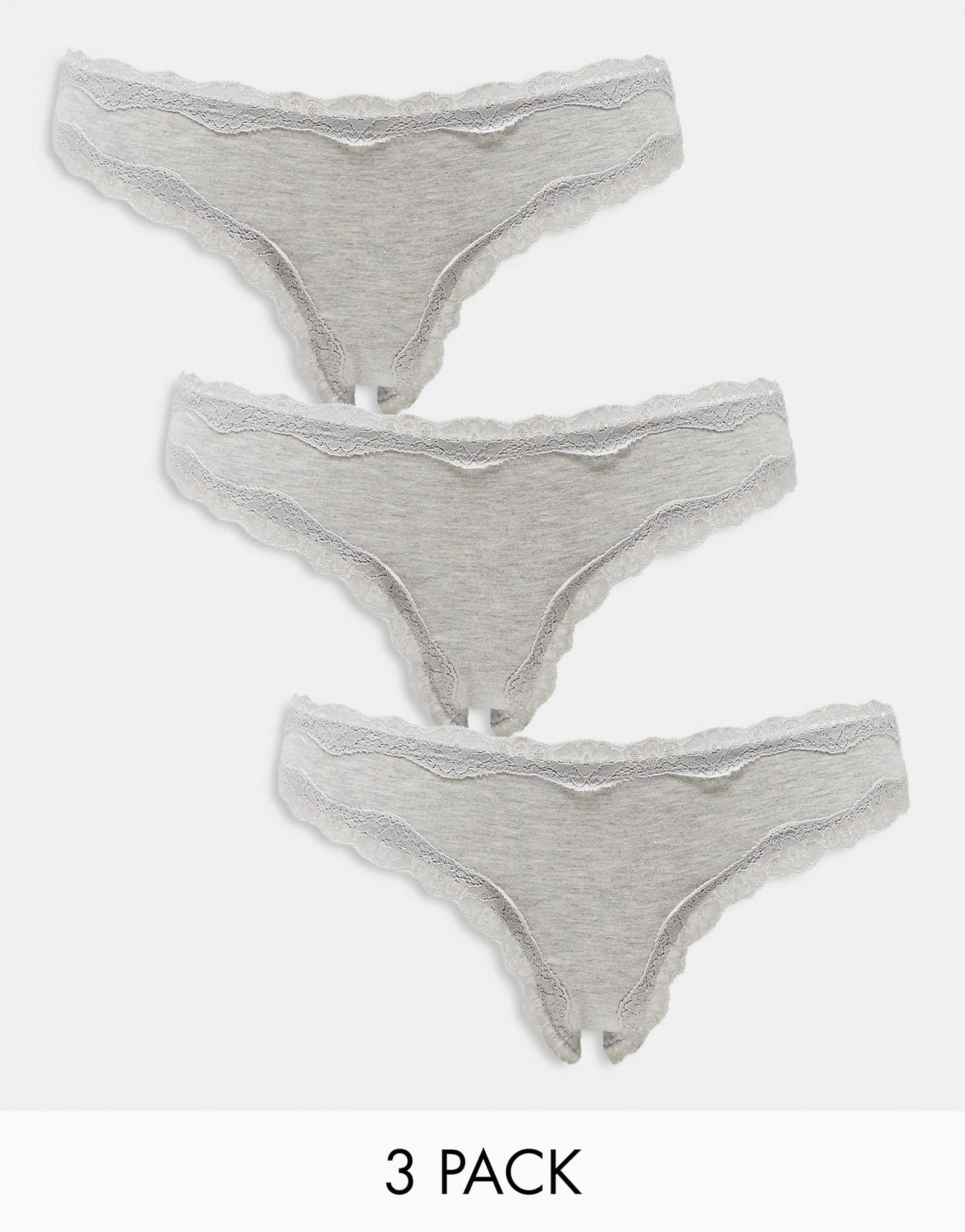 3 Pack Cotton & Lace Brazilian Brief