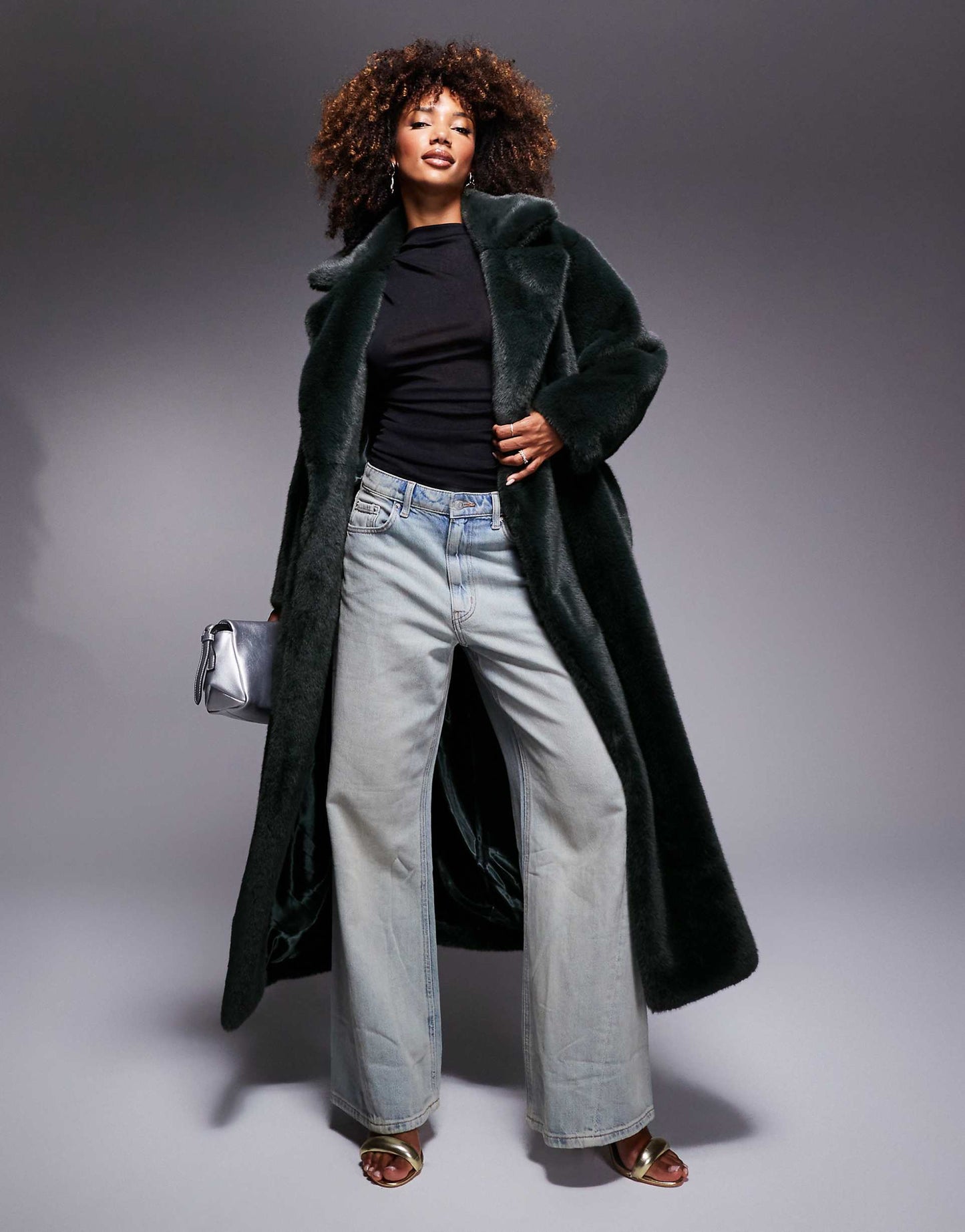 Longline Belted Faux Fur Coat