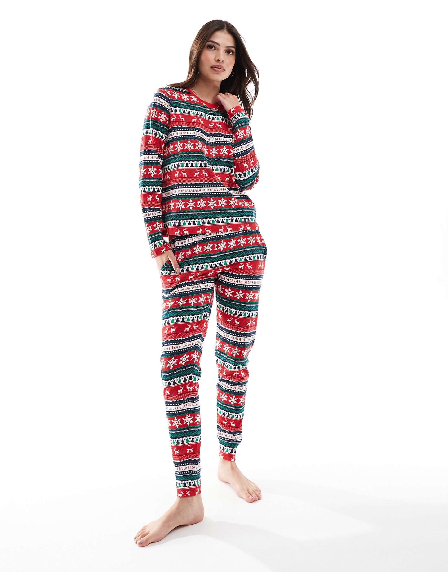 Christmas Fairisle Print Long Pyjama Set