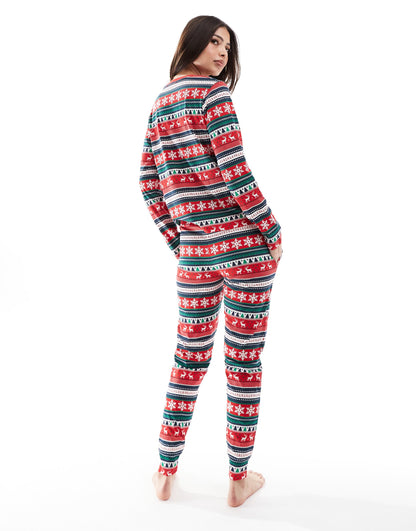 Christmas Fairisle Print Long Pyjama Set
