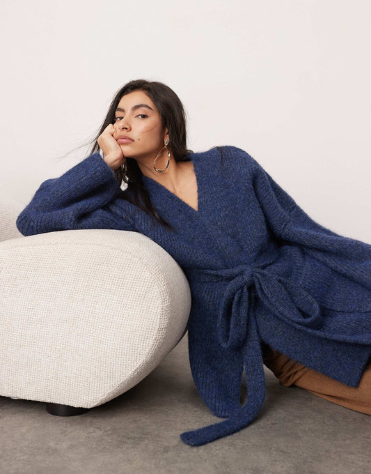 Compact Knit Wrap Longline Cardigan