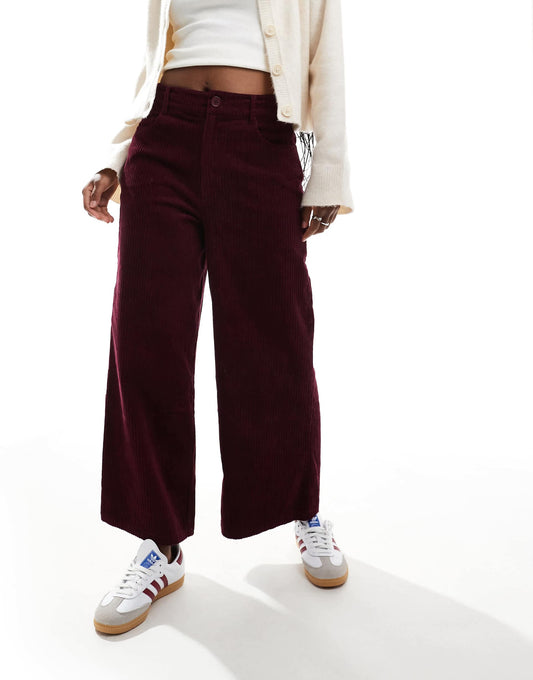 Cord Cropped Wide Leg Trousers