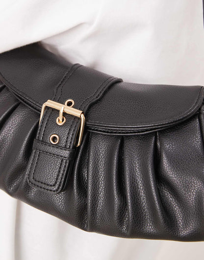 Rouched Buckle Detail Shoulder Bag