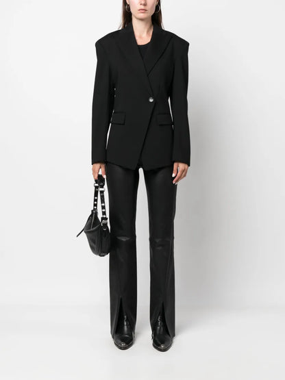 Peak-Lapels Double-Breasted Blazer