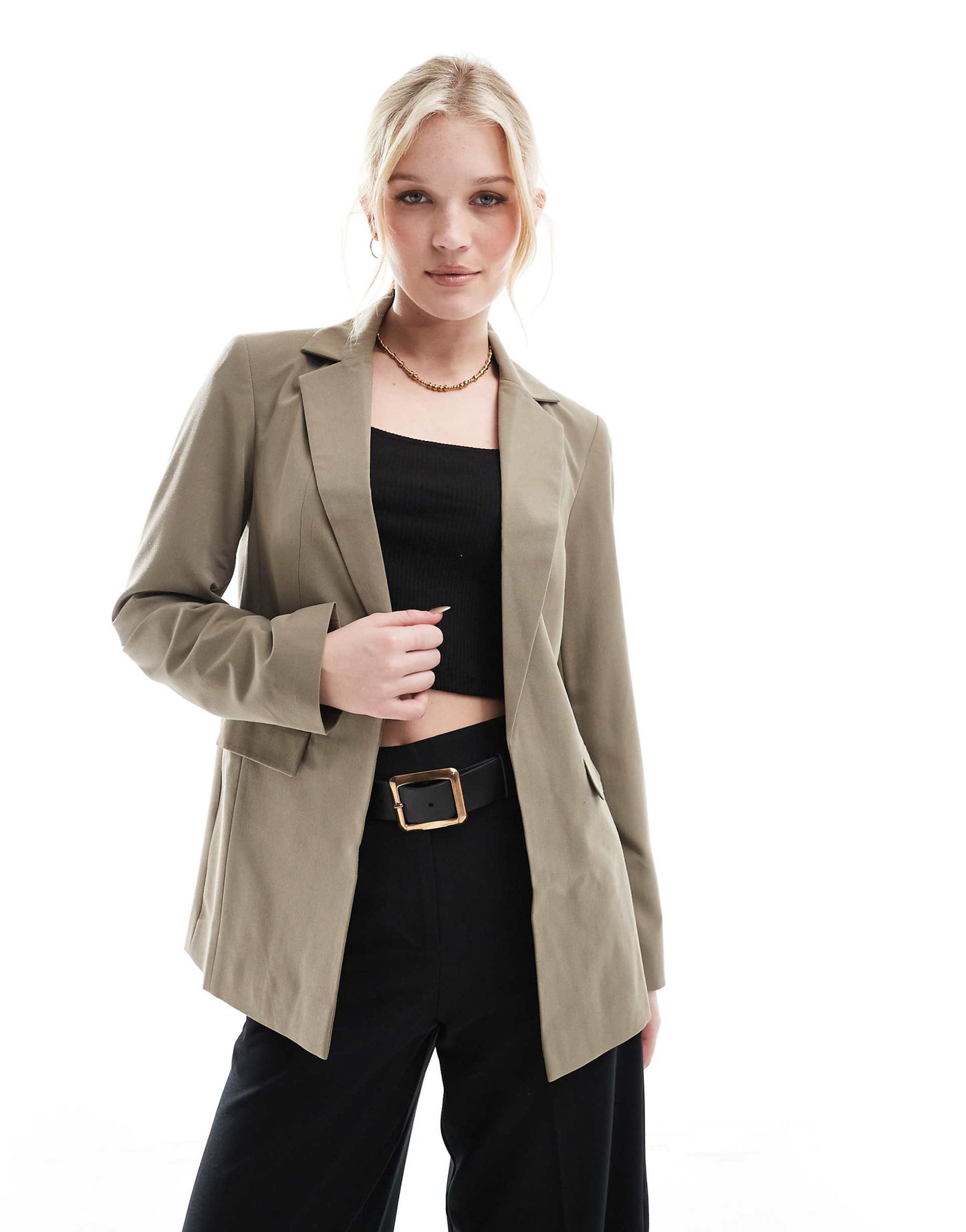 Relaxed Fit Essential Blazer Khaki