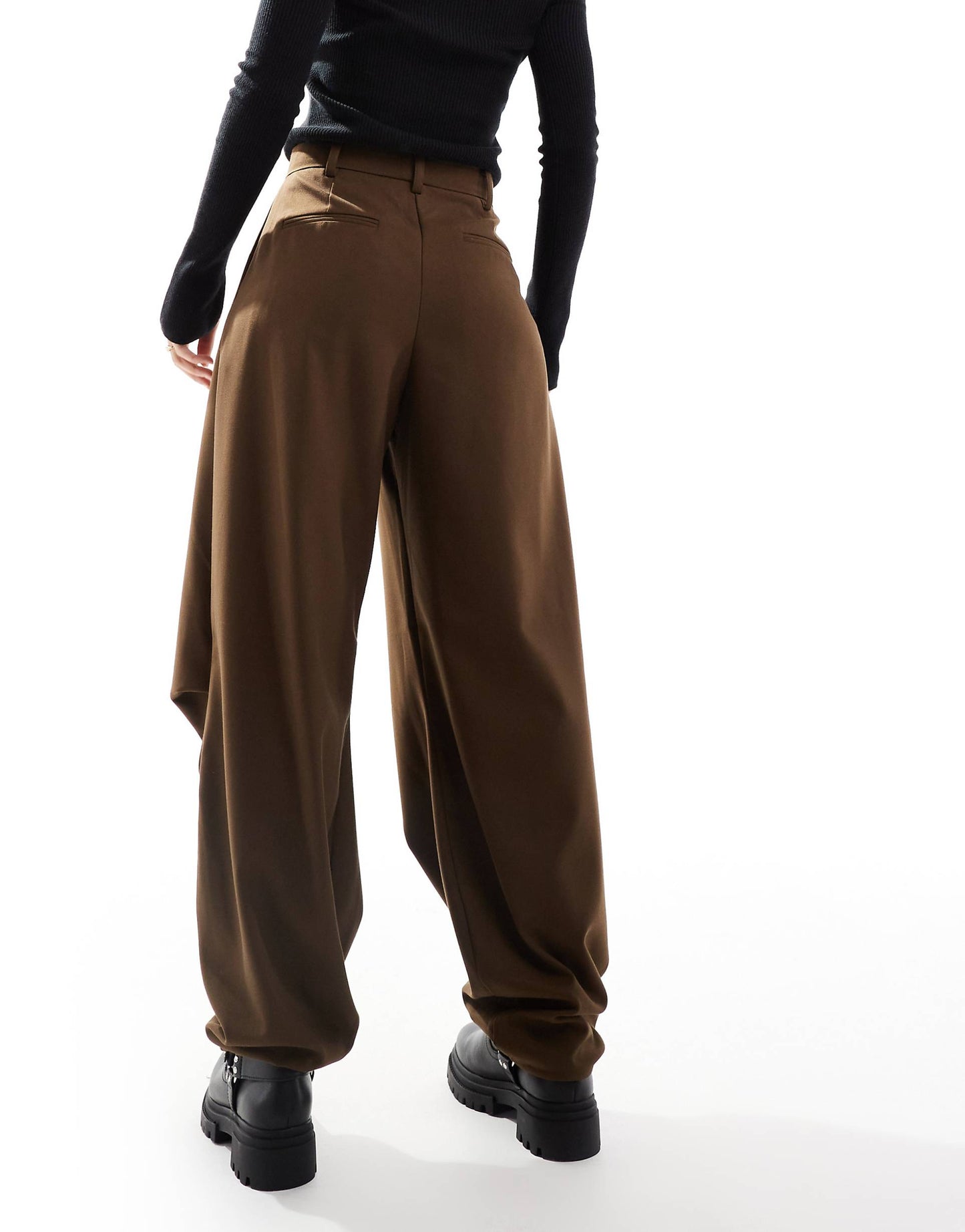 Tailored Wide Leg Trousers With Knee Pleat Detail