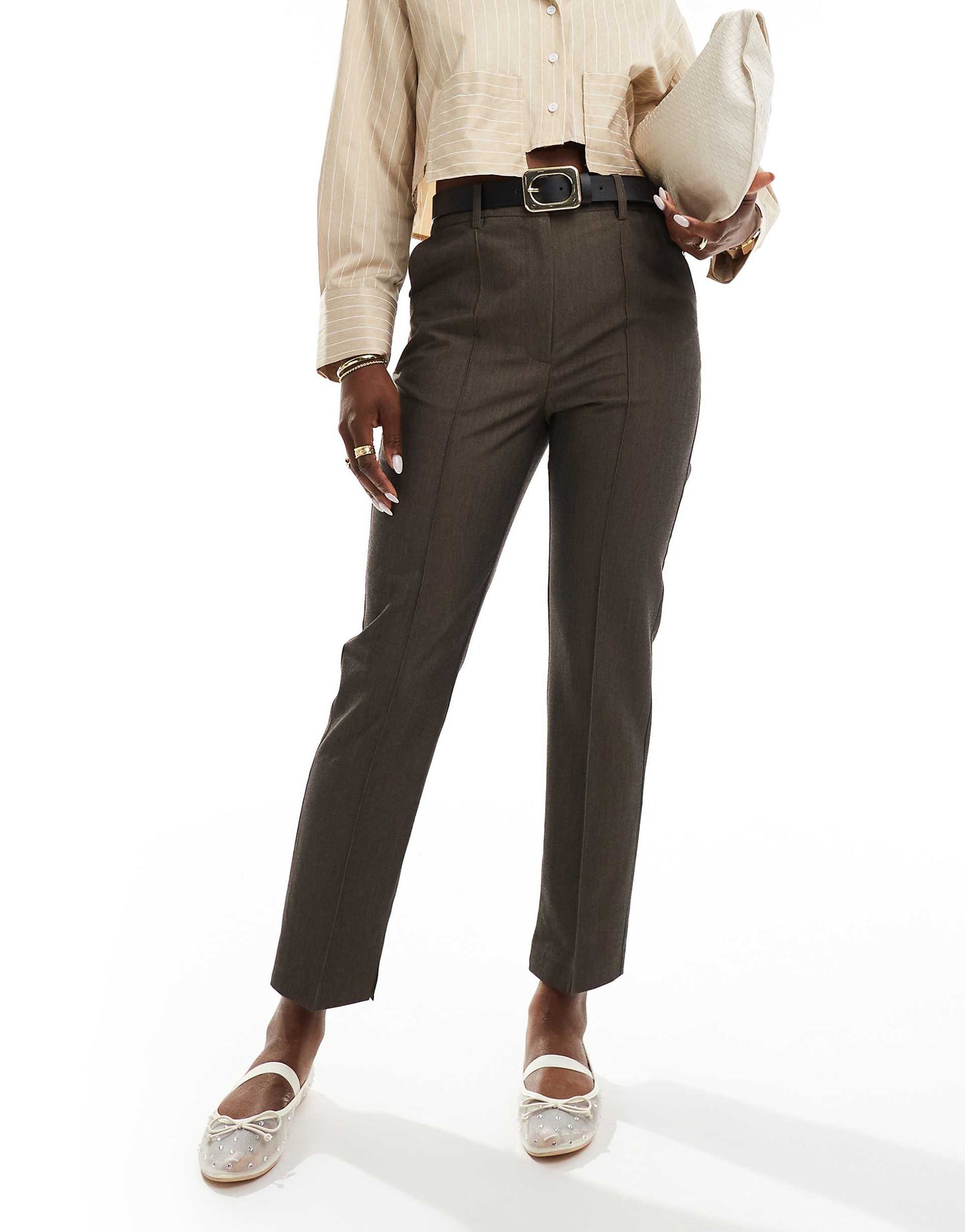 Tailored High Waist Cropped Trousers