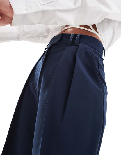 Tailored Wide Leg Trousers With Pleat Detail