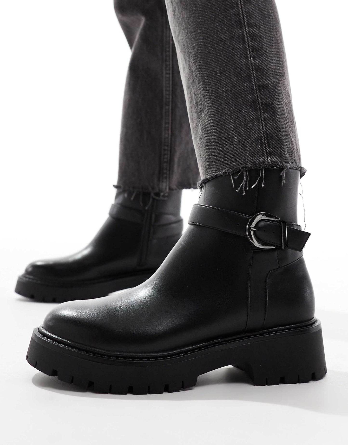 Billie Wide Fit Chunky Ankle Boots With Buckle