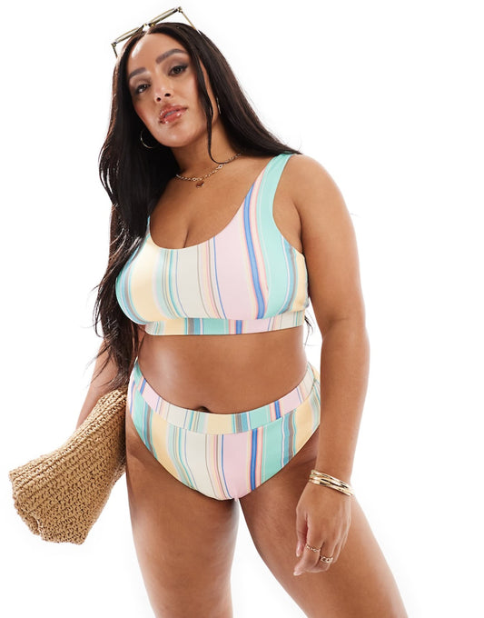 Curve Bralett Bikini Top And High Waisted Bottoms