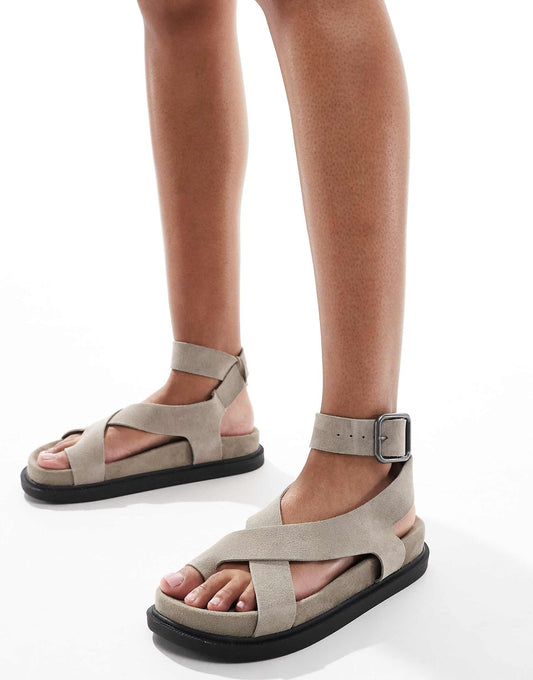 Suede Strappy Sandal With Toe Detail