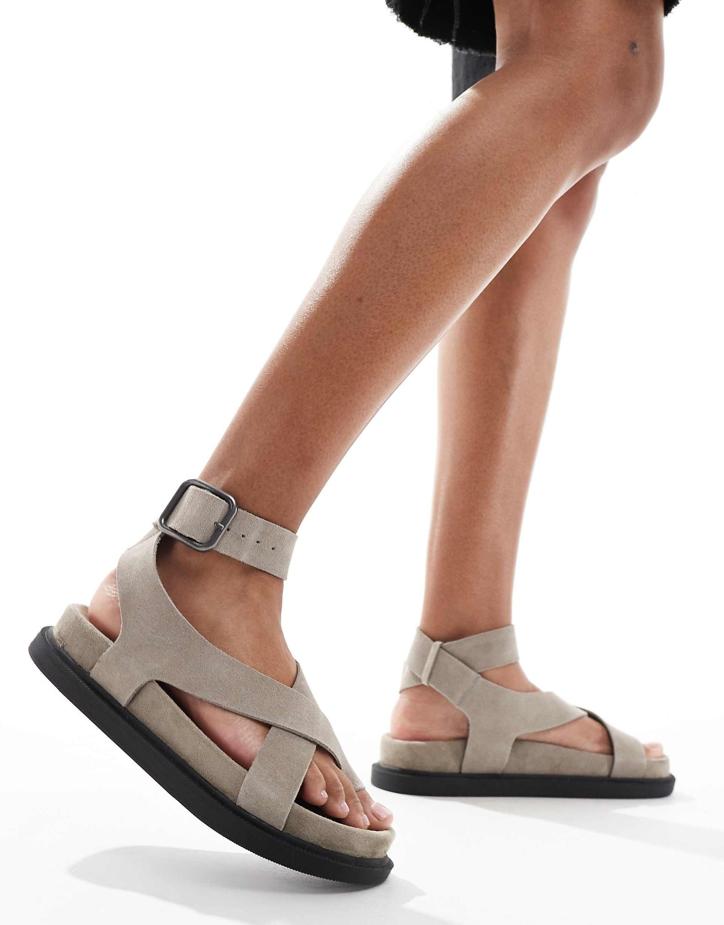 Suede Strappy Sandal With Toe Detail