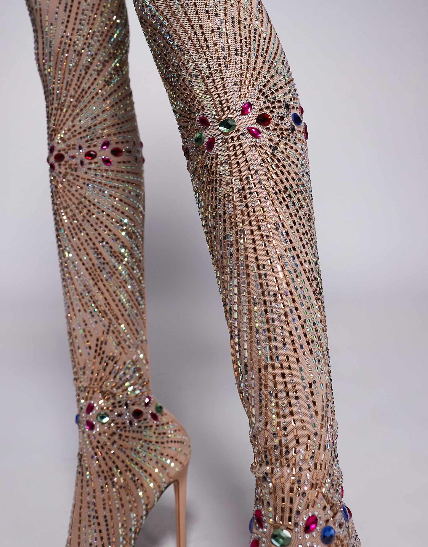 Chevelle Mesh Sock Embellished Over The Knee Boots
