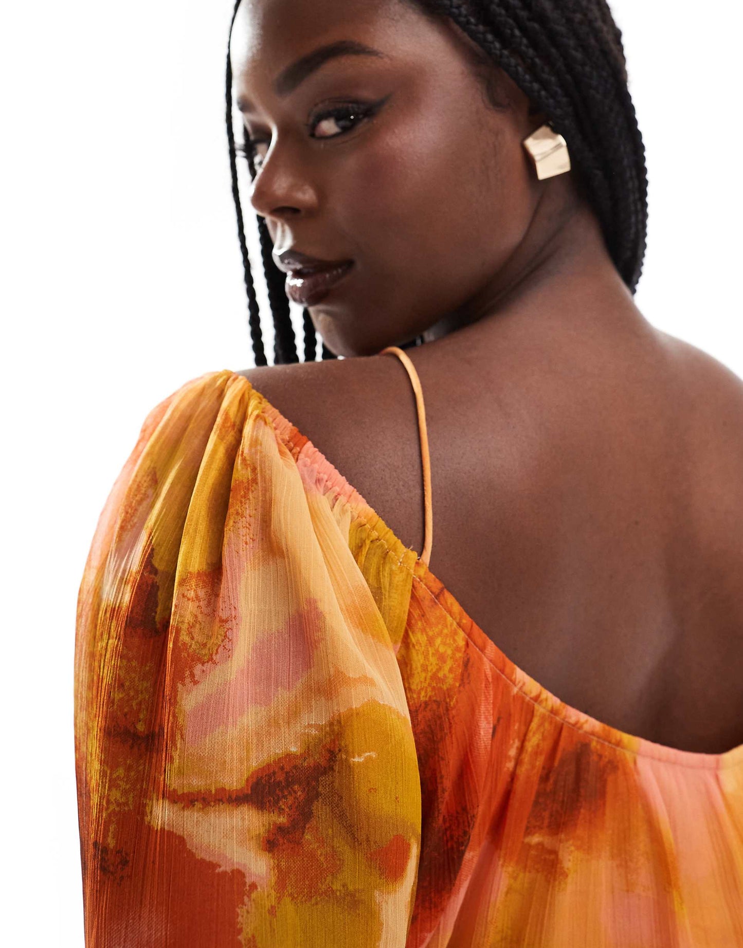 Curve Scoop Neck Shirred Waist Insert Maxi Dress