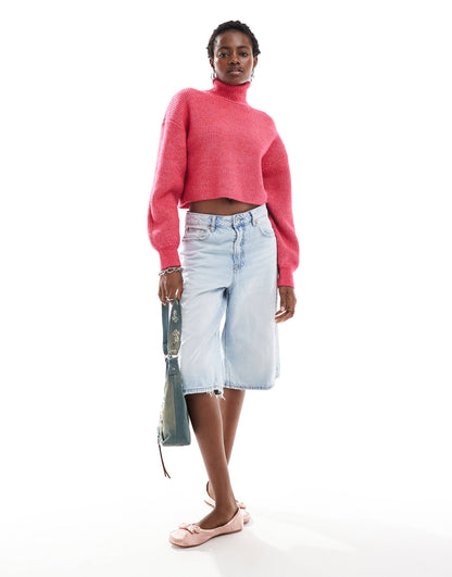 Cropped High Neck Jumper