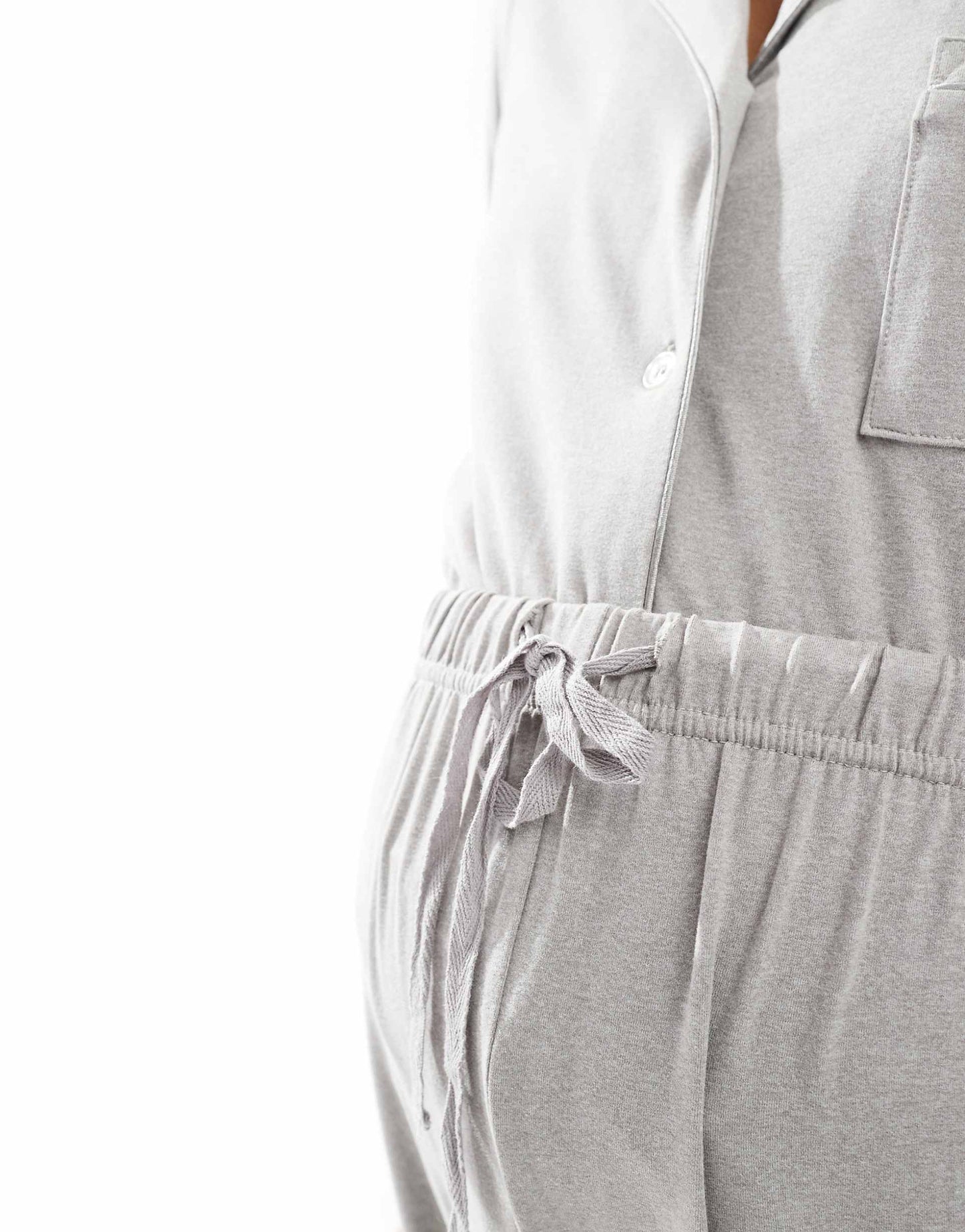 Maternity Super Soft Jersey Revere Top And Wide Leg Pyjama Set With Piping Detail