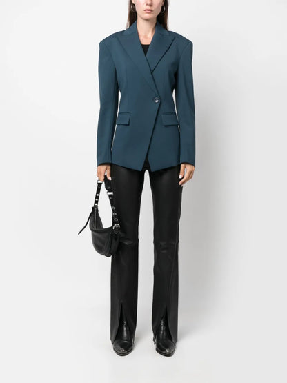 Peak-Lapels Double-Breasted Blazer