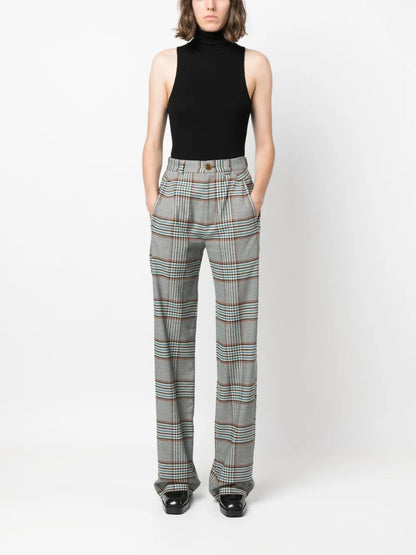Ray Tartan Check-Pattern Trousers