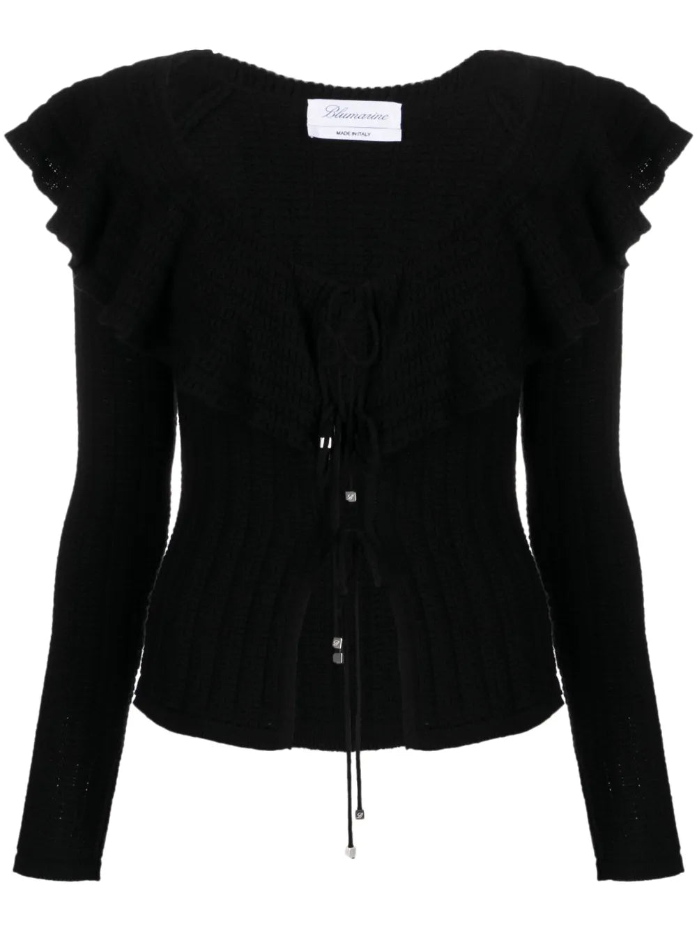Ruffled Crochet Wool Cardigan