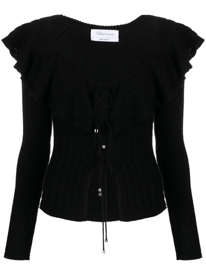 Ruffled Crochet Wool Cardigan