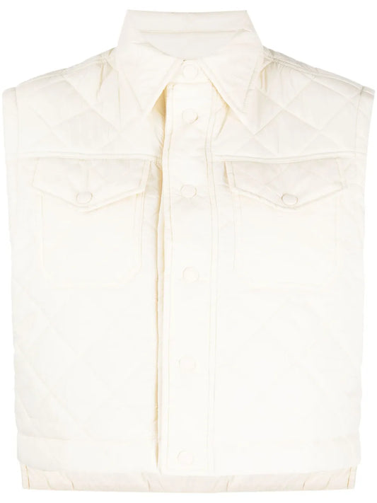 Diamond-Quilted Cropped Gilet