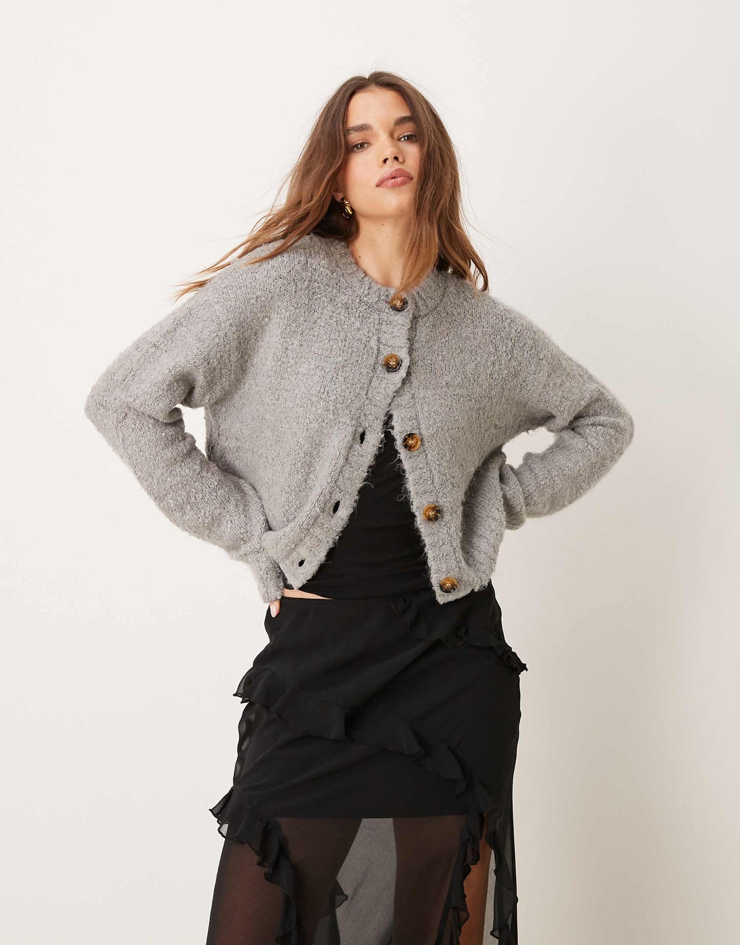 Chunky Boxy Crop Knit Cardigan