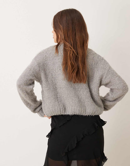 Chunky Boxy Crop Knit Cardigan