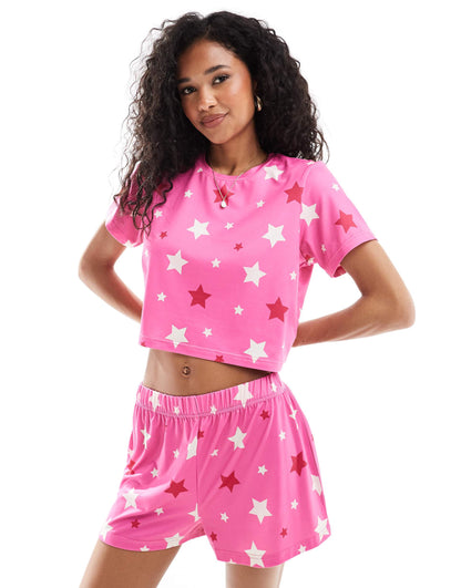 Cropped T-Shirt And Short Pyjama Set